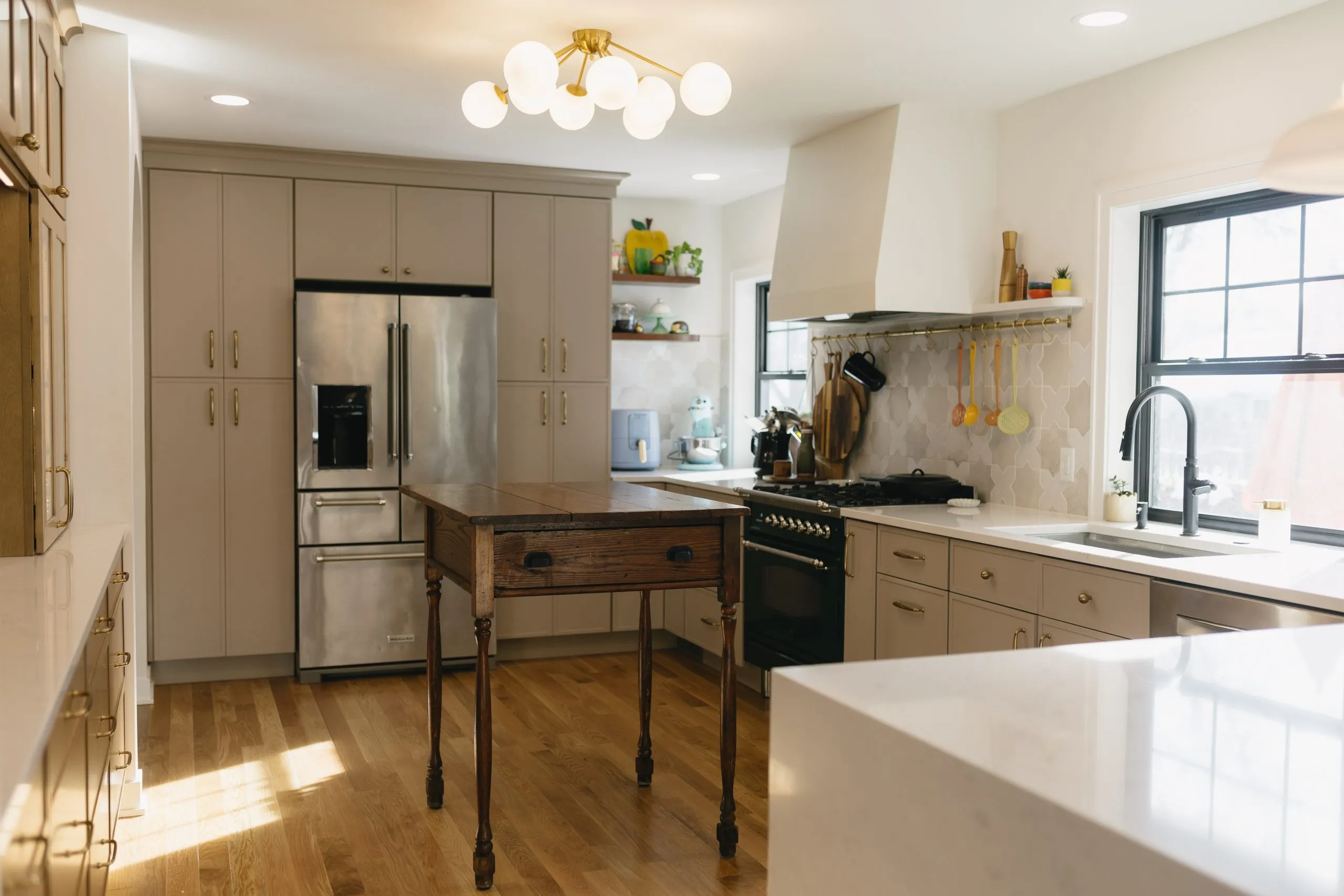 Warm wood-toned kitchen cabinetry